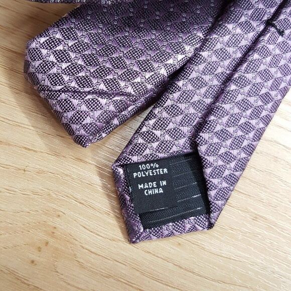ALFANI Mens Neck Tie Purple Lilac Geometric Micro Textured Stain Resistant - Picture 4 of 6